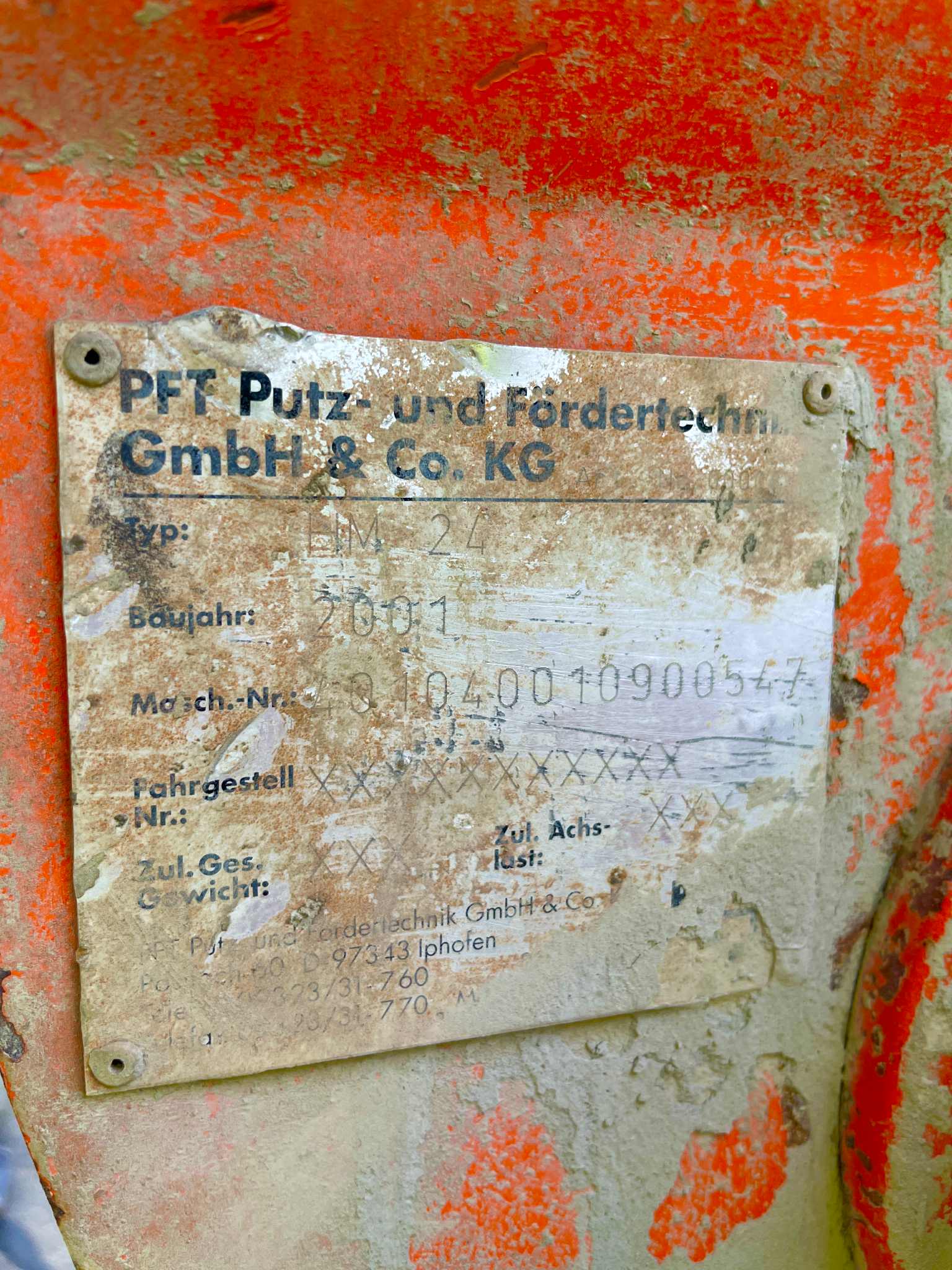 Kontinuální míchačka PFT HM 24, 2001, 400V - Obrázek 3